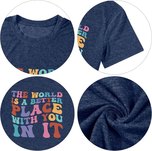 Miniatura 5 de Camisetas con texto en inglés The World is A Better Place with You in It (El mundo es un lugar mejor contigo in it), camiseta inspiradora