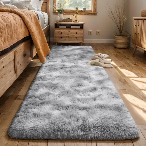 Miniatura 14 de AROGAN Alfombras de área suaves de arco iris para habitación de niñas de 6x9 pies, alfombras esponjosas de dormitorio para niñas, alfombra