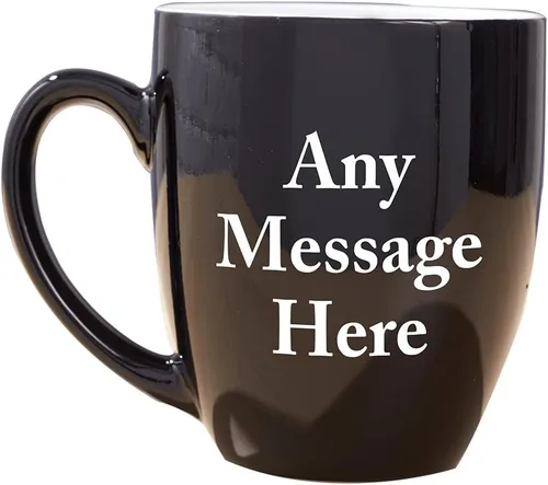 GiftsForYouNow Any Message Here Black Bistro - Taza de café personalizada, taza de café de cerámica, 16 onzas, taza de café con nombre