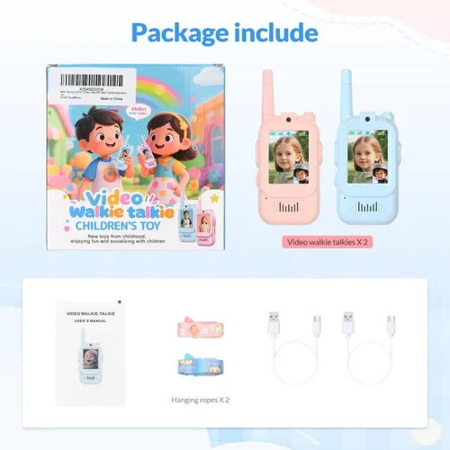 Miniatura 6 de Walkie Talkies de video para niños, video portero portátil recargable para niños, para juegos familiares, exteriores, campamento, senderismo