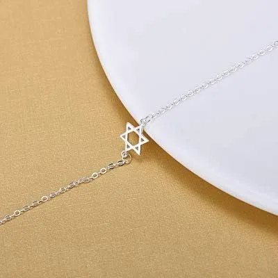 Miniatura 6 de BELUCKIN Estrella judía de David pulseras de cadena pequeña oro Siler David Charm Pulsera (plata), Zinc