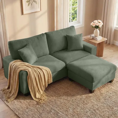 Miniatura 23 de DOPEDIO Sofá biplaza moderno para sala de estar, sillón reclinable de chenilla, funda extraíble, cojines de resorte, marco de madera maciza, fácil