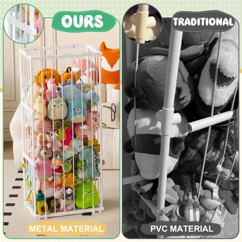 Miniatura 4 de Almacenamiento de animales de peluche de metal, soporte grande para animales de peluche con cordón elástico, almacenamiento de zoológico de animales