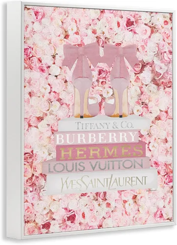 Miniatura 3 de Stupell Industries La moda rosa cura con libros glamorosos y detalles de rosas, diseño de Amanda Greenwood - Arte de pared enmarcado en blanco, 11 x