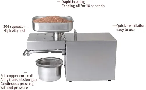 Miniatura 3 de Oil Press Machine 1500W Household/Commercial Grade Automatic Oil Expeller for Flax Pecan Peanut Castor Hemp Seed Canola Sesame Sunflower Soybean