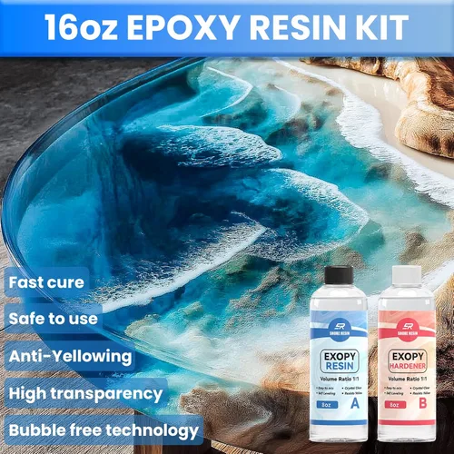 Miniatura 3 de Kit de epoxi transparente de 16 onzas, liberación de burbujas 1:1 para manualidades Clear 1:1 epoxy resin with strong bubble releasing flow for