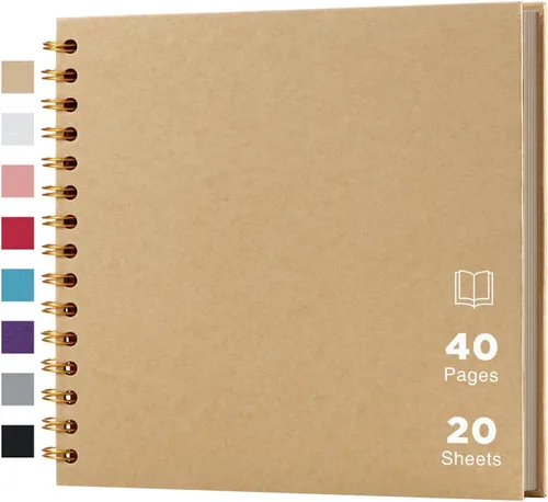 Miniatura 17 de potricher Álbum de scrapbook DIY de 10 x 10 pulgadas, 80 páginas de papel kraft grueso negro en blanco, libro de recuerdos para bodas y aniversarios
