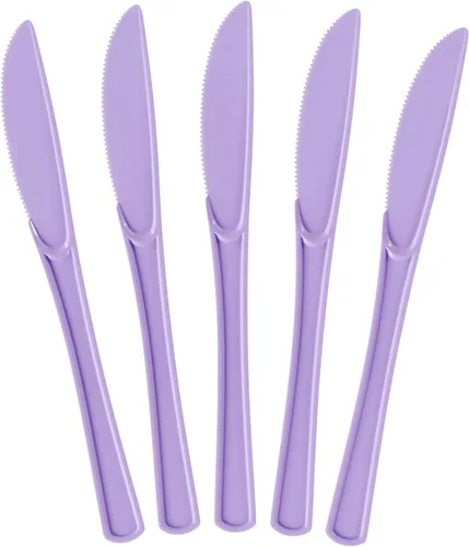 Miniatura 13 de Exquisite Cuchillos desechables de plástico azul claro, 100 piezas, cubiertos desechables de plástico azul claro resistente, cubiertos desechables