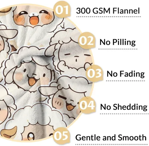 Miniatura 4 de Manta de oveja – Suave, mullida y cálida – Manta de tamaño regazo de 30 x 40 pulgadas para sofá, oficina, bonito regalo blanco para niños y niñas