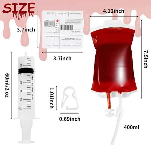 Miniatura 3 de Paquete de 80 bolsas de sangre de Halloween IV para bebidas, contenedor de energía reutilizable, bolsa de jugo para Halloween, zombi, enfermera