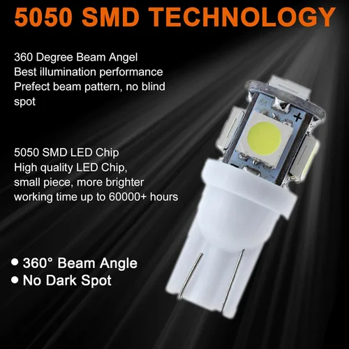 Miniatura 4 de 30 piezas de bombillas LED súper brillantes 194 azul+blanco+rojo T10 LED en cuña 5SMD 5050 Chips bombilla LED 168 para W5W 2825 158 501 luces