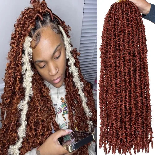 Miniatura 23 de ZRQ Butterfly Locs Cabello de Ganchillo Corto 6 Paquetes Negro Cabello Bob de Ganchillo 8 Pulgadas Locs Sintéticos Desordenados Desgastados Trenzas