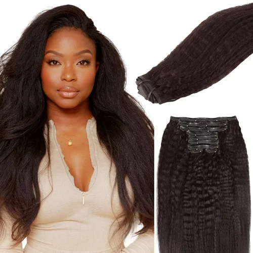 Miniatura 11 de Lashey - Extensiones de cabello con clip sin costuras, de cabello humano real, 7 unidades, 110 g, 14 pulgadas, color negro natural, lacio