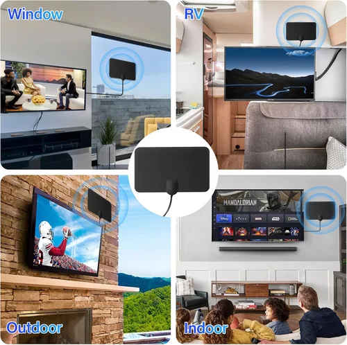 Miniatura 6 de Antena de TV – Antena de TV para interiores mejorada 2025 de más de 380 millas de largo alcance, antena de TV digital Freeview compatible con todos
