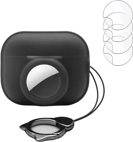 Funda de transporte para Airtag para AirPods Pro (2ª generación), funda de silicona 2 en 1 para rastreador GPS con llavero, con 4 protectores de