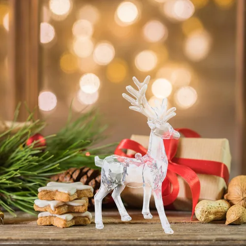 Miniatura 9 de ARTIBETTER 2 piezas de decoración de cristal de alce de Navidad, adornos de mesa transparentes, figuras de reno, adornos de reno, decoración de alce