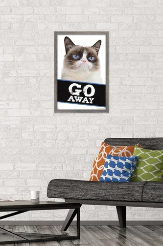 Miniatura 2 de Trends International Grumpy Cat - Póster de pared con texto en inglés «Go Away», 14.725 x 22.375 pulgadas, versión enmarcada de madera de granero