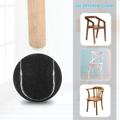 Miniatura 4 de Macarrie 250 pelotas de tenis precortadas para sillas, sillas de pelota de tenis, cubiertas de pies, pelotas para patas de muebles, para aula, Negro