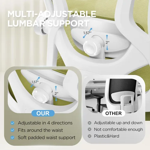 Miniatura 3 de Silla de oficina ergonómica con reposapiés, silla de escritorio reclinable ultra gruesa con soporte lumbar ajustable en 2D y reposacabezas, cojín