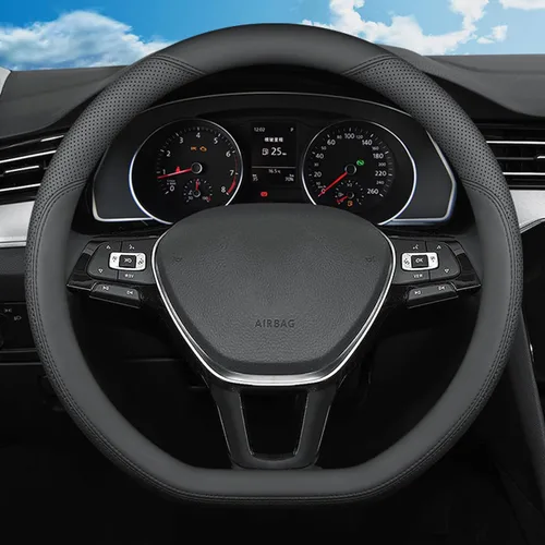 Funda para volante en forma de D para Volkswagen VW Atlas Tiguan Jetta ID.4 Passat Taos Golf Beetle Polo GTI Touareg CC SEL SE R-line S Cross Sport