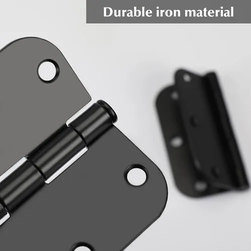 Miniatura 2 de Haidms Paquete de 24 bisagras de puerta color negro mate sin chirridos de 3.5 pulgadas, bisagras de puerta interior redondeadas con pin extraíble