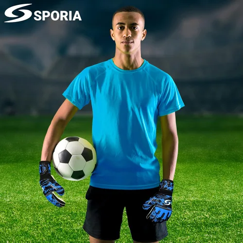 Miniatura 7 de Sporia Guantes de portero para adultos y jóvenes, guantes de portero de fútbol transpirables con protector de 5 dedos y fuerte soporte de muñeca Azul