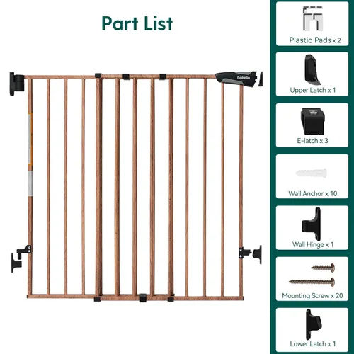 Miniatura 7 de Babelio Puerta Extra Alta para Bebé/Perro de 34" con Diseño Sin Umbral Puerta de Paso, Puerta de Seguridad de Cierre Automático de 26-43