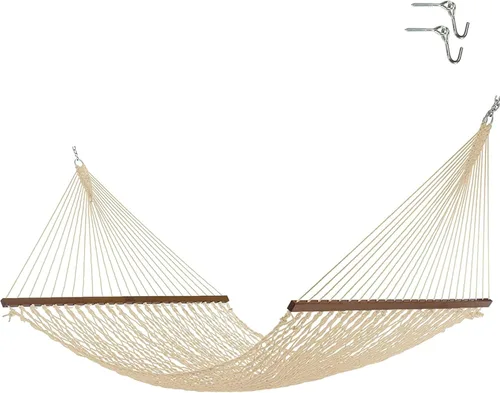 Miniatura 18 de Nags Head Hammocks First Mate - Hamaca de cuerda DuraCord azul marino, 12 pies x 50 pulgadas, capacidad de 450 libras, barra esparcidora Cumaru