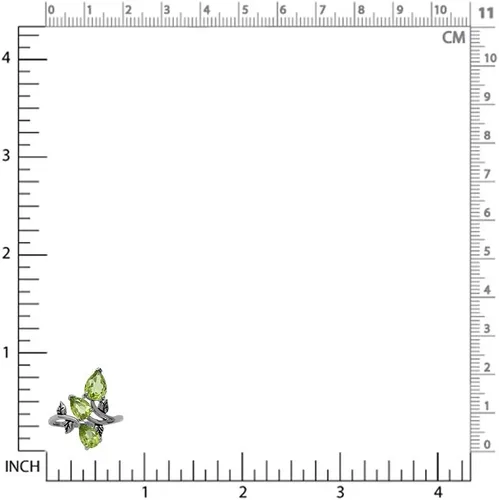 Miniatura 2 de Silvershake Anillo de plata de ley 925 de peridoto natural de 3 piedras de 2,76 quilates