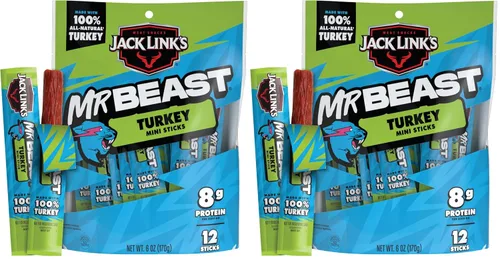 Miniatura 11 de Jack Link’s x MrBeast Mini Palitos de Ternera Sin Azúcar – 6g de Proteína por 2 Palitos de Carne Envueltos Individualmente, Hechos con 100% Ternera
