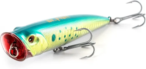 Miniatura 9 de Dr.Fish Popper - Señuelos de pesca de agua salada, 4/5.5 pulgadas GT Popper VMC anzuelos agudos señuelos de pesca para lubina, lucio, salmón en alta