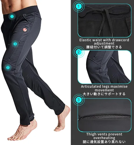 Miniatura 5 de Souke Sports Pantalones de ciclismo de invierno para hombre, a prueba de viento, de forro polar térmico para ciclismo pantalones deportivos