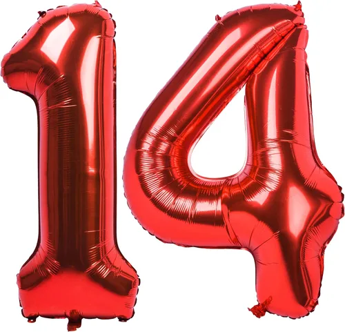Miniatura 52 de Globo gigante de helio de 40 pulgadas, número 0 rojo, de poliéster, película de aluminio, 0-9, para niña y niño, autoinflable, dígito cero