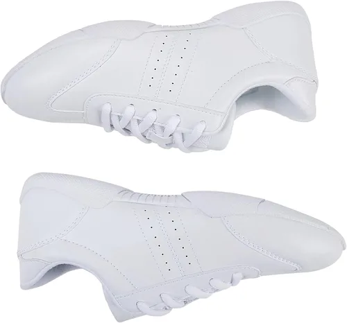 Miniatura 2 de BAXINIER Zapatillas de baile de animadoras blancas para jóvenes, tenis para caminar, transpirables, para competición