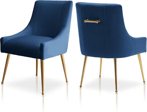 Miniatura 12 de Sillas de comedor modernas, sillas de comedor tapizadas en terciopelo con patas doradas, juego de 2 sillas de acento con capitoné para sala de Beige