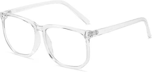 Miniatura 9 de SHEEN KELLY TR90 Oversized Blue Light Blocking Glasses Men Women Square Computer Eyewear Nerd Black Large Clear Lens