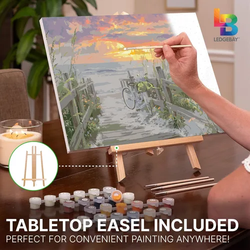 Miniatura 7 de Ledgebay Kit de pintura por números DIY para adultos en lienzo enmarcado: Kit de pintura por números para principiantes a avanzados, los kits Paseo