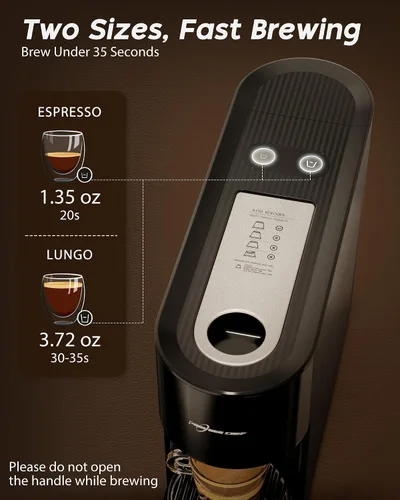 Miniatura 7 de Máquina de café expreso, compatible con cápsulas originales Nespresso, de un solo toque con zona de preparación iluminada, bomba de 20 bares, tanque