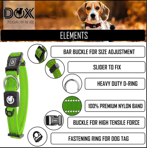 Miniatura 2 de DDOXX Collar de perro de nailon reflectante - Collares fuertes y ajustables para perros - S (verde)