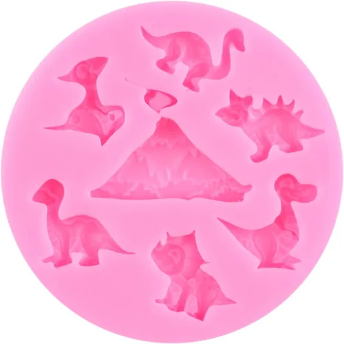 Miniatura 7 de ZiXiang Moldes de silicona de dinosaurio, molde de hojas tropicales para fondant, molde de hojas de helecho, molde de caramelo para baby shower