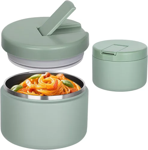 Miniatura 20 de Pawtong Tarro de comida aislado al vacío de 12 onzas con tapa de hebilla, termo de sopa de boca ancha para comida caliente para niños, contenedor