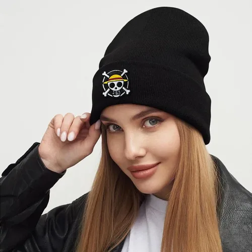 Miniatura 3 de UZYEAOZM Gorros de anime para hombres y mujeres, divertido gorro de punto de calavera de invierno