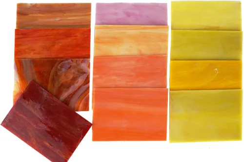 Miniatura 5 de Lanyani Paquete de 10 hojas variadas de vitrales, azulejos de mosaico de vidrio catedral grandes de 4 x 6 pulgadas para manualidades, colores mixtos