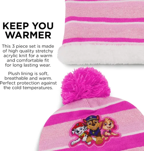 Miniatura 3 de Nickelodeon girls Toddler Winter Hat, Scarf & Mittens Set 2-4 Or Paw Patrol Marshall Hat, Scarves & Kids Gloves Sets 4-7