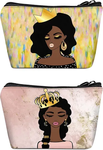 Miniatura 11 de Bolsa de maquillaje Melanin para mujer, bolsa de cosméticos impresa portátil, bolsa de aseo de viaje, bolsa organizadora de maquillaje para mujeres