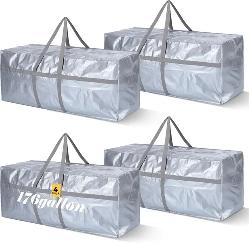 Miniatura 53 de 4 Piezas Bolsas de Mudanza Grandes con Cremallera y Asas Bolsas de Lona Tipo Duffle Plegables de Almacenamiento Extra Resistentes Extra Grandes
