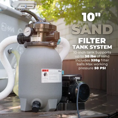 Miniatura 3 de XtremepowerUS Sistema de bomba de filtro de arena de 10 pulgadas para piscina sobre el suelo, válvula multipuerto, filtro de piscina con sistema