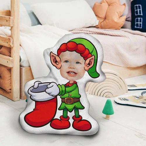 Miniatura 3 de Almohada divertida con foto personalizada, lindas almohadas de personaje de elfo con propia cara, almohada con forma personalizada, felpa suave