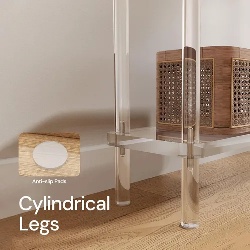 Miniatura 6 de Mesa consola estrecha de acrílico para entrada, 7.6 pulgadas de profundidad x 39.4 pulgadas de ancho x 31.5 pulgadas de alto, patas cilíndricas