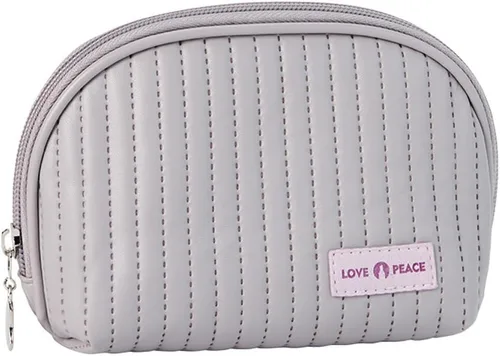 Miniatura 2 de Pequeña bolsa de maquillaje para bolso, bolsa de maquillaje de piel sintética linda, bolsa portátil para monedas, bolsa organizadora de lápiz Café